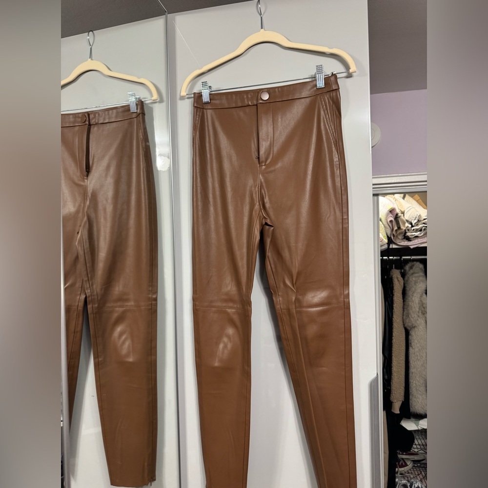 Brown Faux Leather Pants